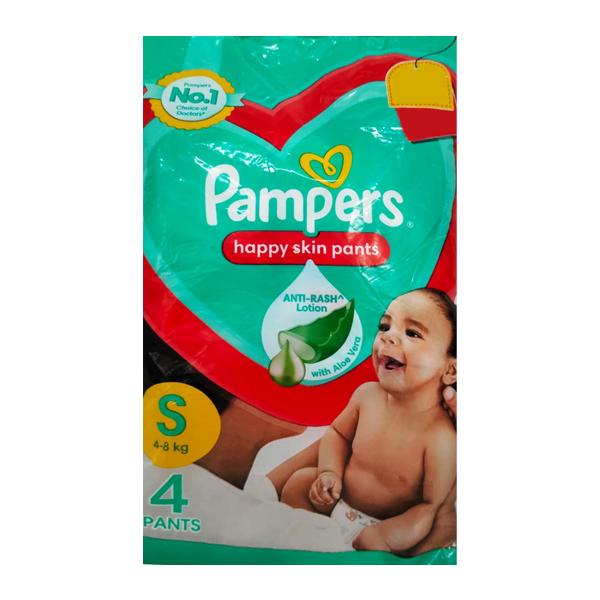 Pampers Happy Skin Pants – Small Size (S, 4-8kg) – Pack of 4